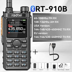 Bluetooth Programmable Walkie - Talkie with 960 Channels and AM/FM Air Band for US (Add speaker mic)