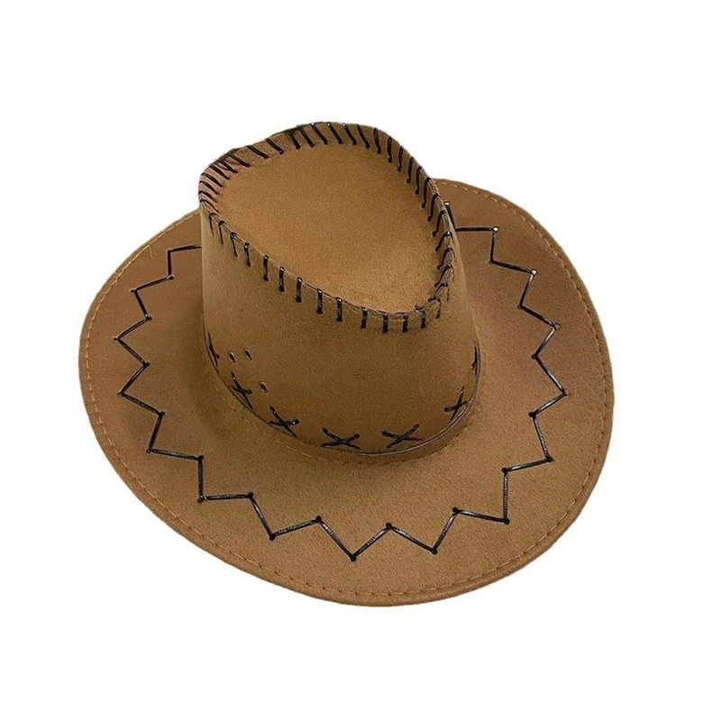 Women Men Cowboy Hat Western Suede Cowgirl Hats Fashion West Fancy Dress Party Headwear Unisex Cap