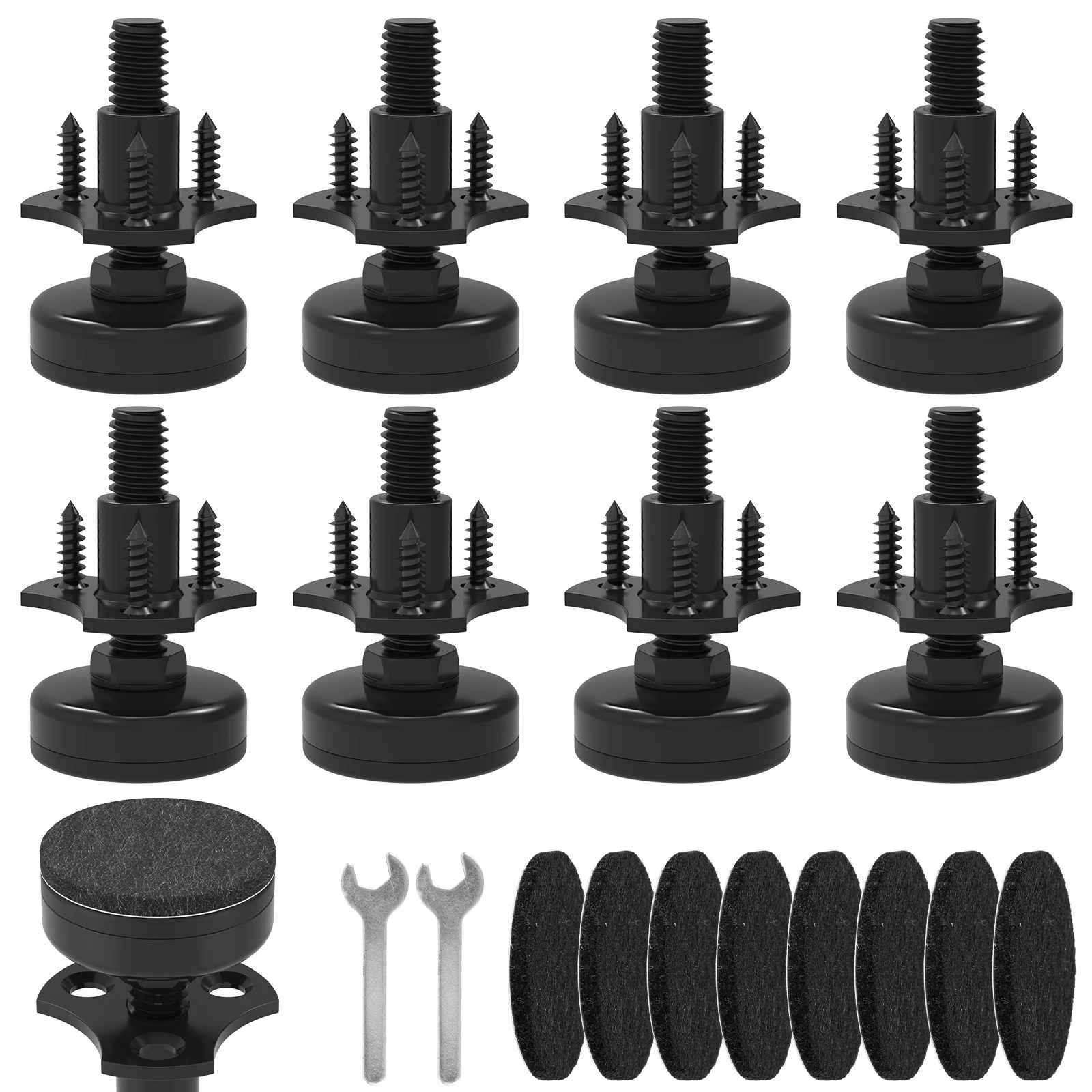 

8Pcs Furniture Levelers Adjustable Furniture Leveling Feet Sturdy Carbon Steel Sofa Chair Leg Raiser with Wrench and Felt Pads