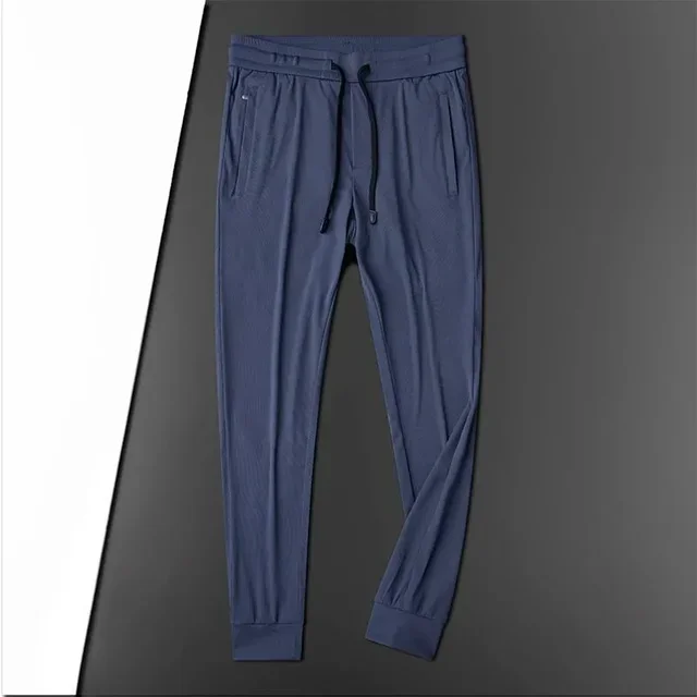 Elastic Silk Ice Casual Sports Pants, Men's Slim Fit Leggings, Fashion Thin Protectors, Luxury, Summer