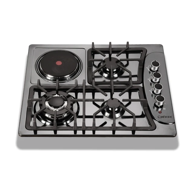 

Gas And Electric Combi Stove 4 Burners Kitchen Cooker Built-in Stainless Steel Gas Hob Cooker Gas Stove Cooktop