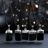 Natural crystal cylinder rough stone black tourmaline pendant irregular electrical stone pillar ore silver-plated hemming neckla 1