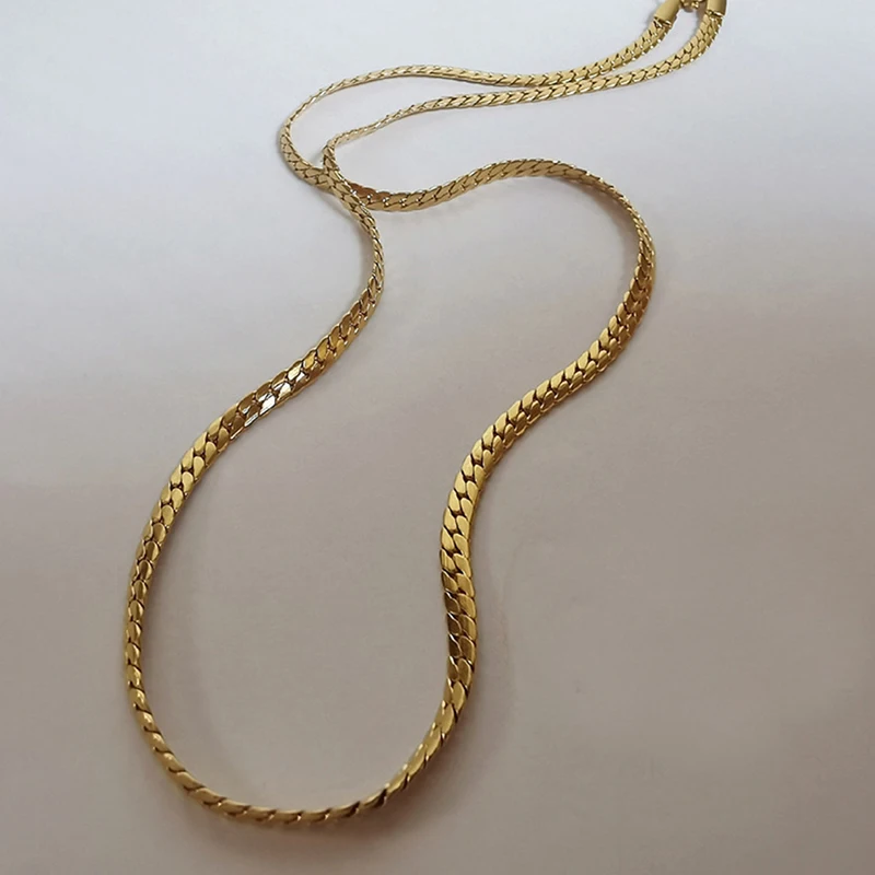 

Fashion Titanium Steel Chain Necklaces For Man Women Gold Color Horse Whip Chain Classic Minimalist Choker Jewelry Gift