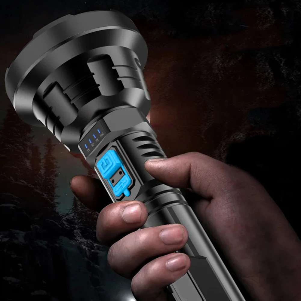 LED Camping Lamp Multifunctional Waterproof Emergency Flashlight Dimmable Service Work Light Power Display for Outdoor Equipment