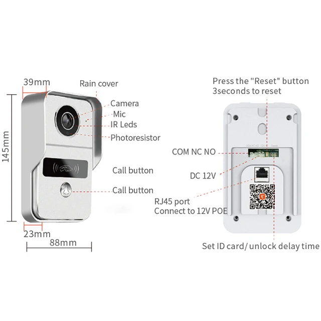 Tuya App 1080P Wifi IP Video Doorbell Intercom HD Camera 140° Wide Viewing Angle IR Night Vision Outdoor Doorphone Remote Unlock 2