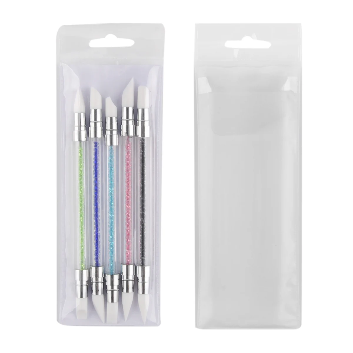 5 Pcs Nail Art Pen,Soft Silicone Carving Craft Supplies,Pottery Sculpture UV Gel Building Clay Pencil DIY Tools