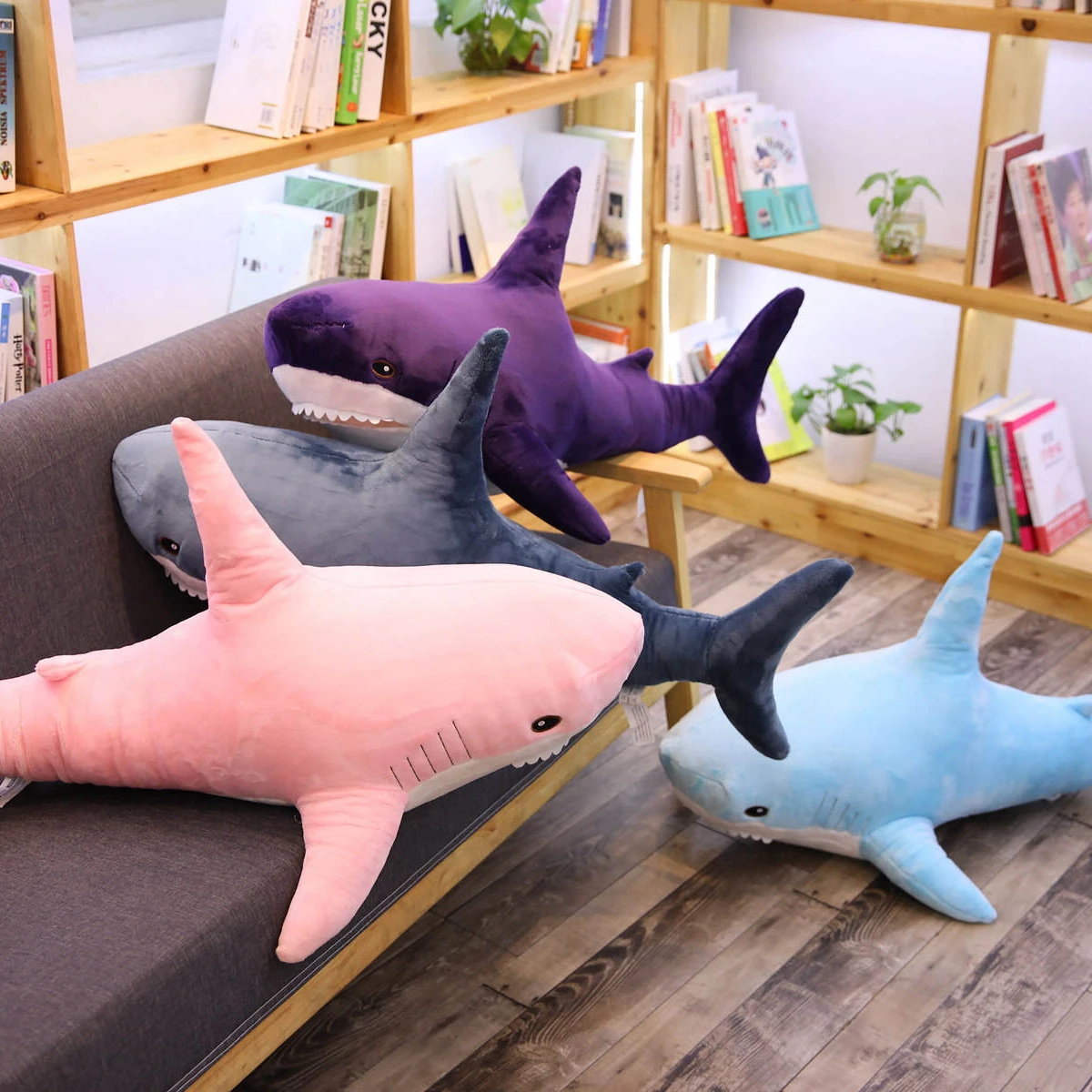 60cm stripe Jouet en peluche requin géant mignon, peluche douce, oreiller  de lecture Animal pour cadeaux Noël, coussin poupée cadeau pour enfants  (Nipseyteko)