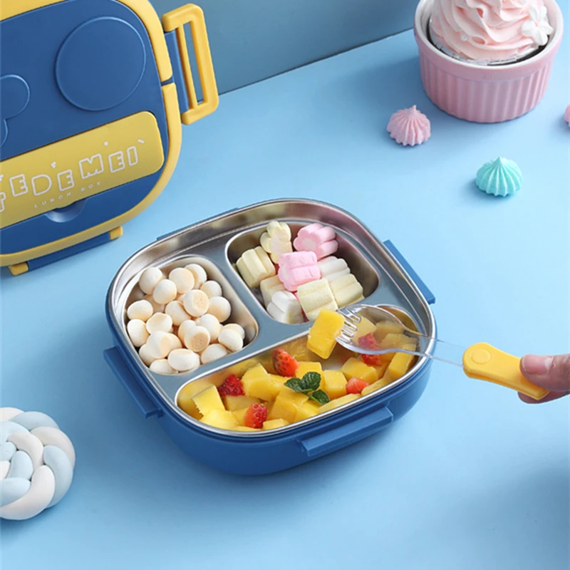 Boîte à Lunch En Acier Inoxydable Avec Compartiment Amovible – Pour Enfants Et Adultes, étanche, Taille 14,5x11,2x6,1 Cm - 5