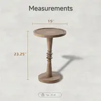 Pedestal Small Drinking Table, Farmhouse Tray Top End Table, Distressed Finish, Wood Color 2