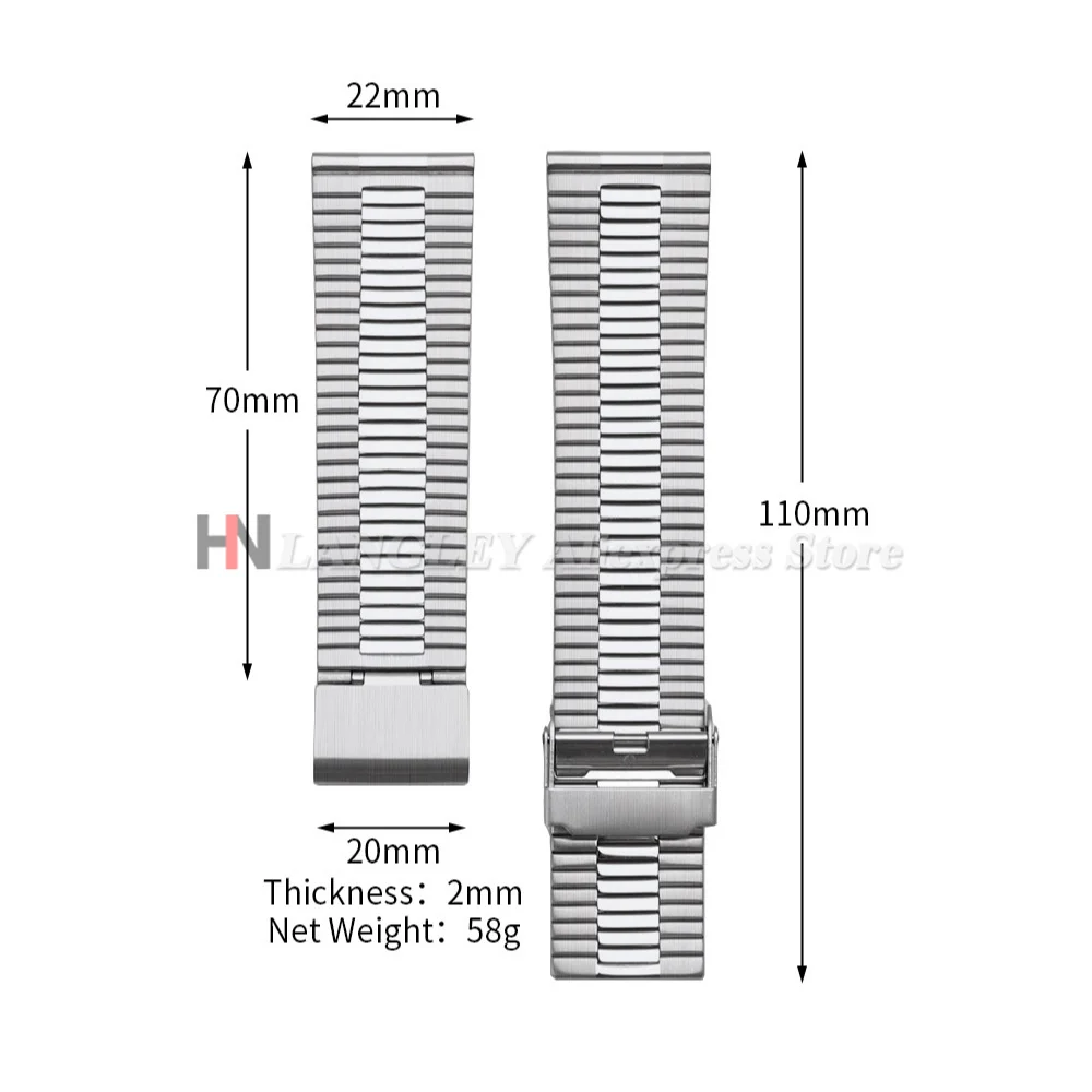 Premium Stainless Steel Quick Release Watch Strap - Universal Metal Bracelet for Men and Women (20mm & 22mm)