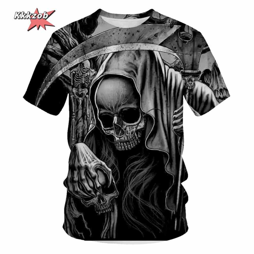 Gothic Skull T-Shirt - 3D Printed Casual Short Sleeve Top