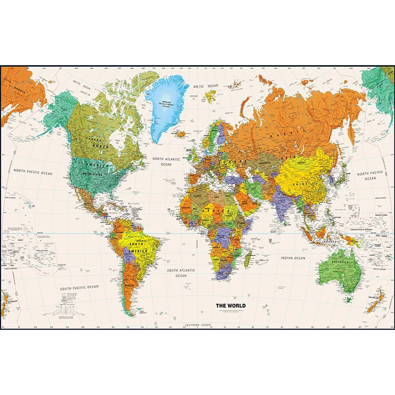 The World Map 75*50cm Vintage Canvas Painting Fabric Card Wall Art Poster School Supplies Room Home Decorative Hanging Picture