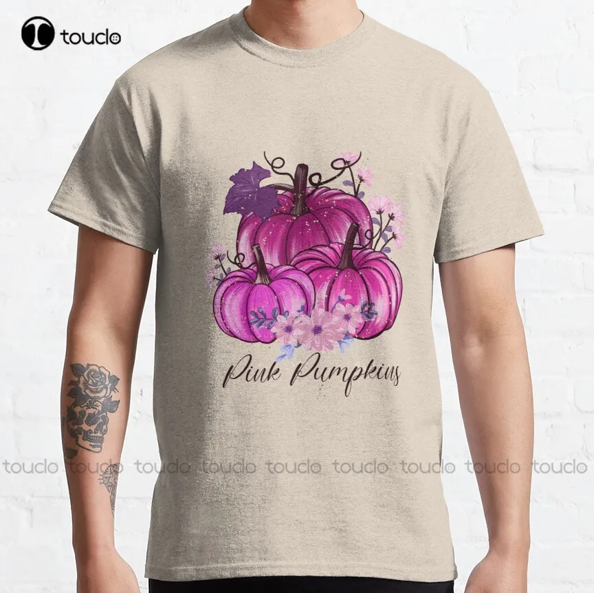

В октябре мы ношаем классическую футболку в клетку с розовой тыквой, Мужская футболка на заказ, футболка в стиле унисекс для подростков с цифровой печатью, женская футболка