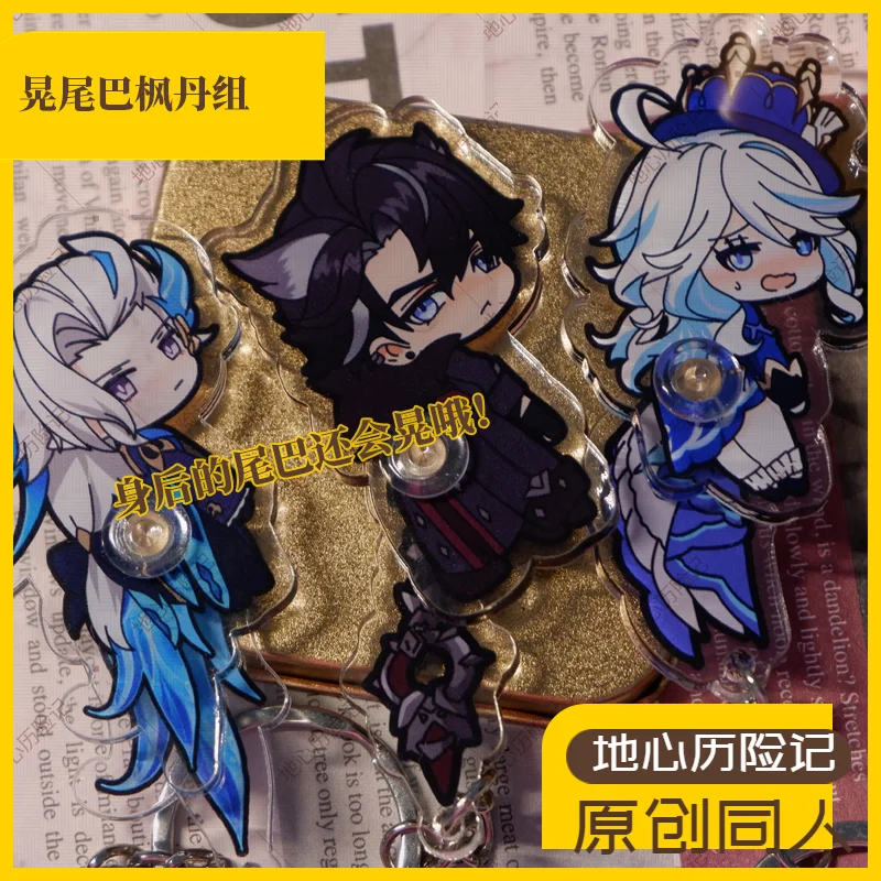 

Original Game Genshin Impact Furina Wriothesley Neuvillette 6CM Q Version Acrylic Pendant Cosplay Gifts Keychain