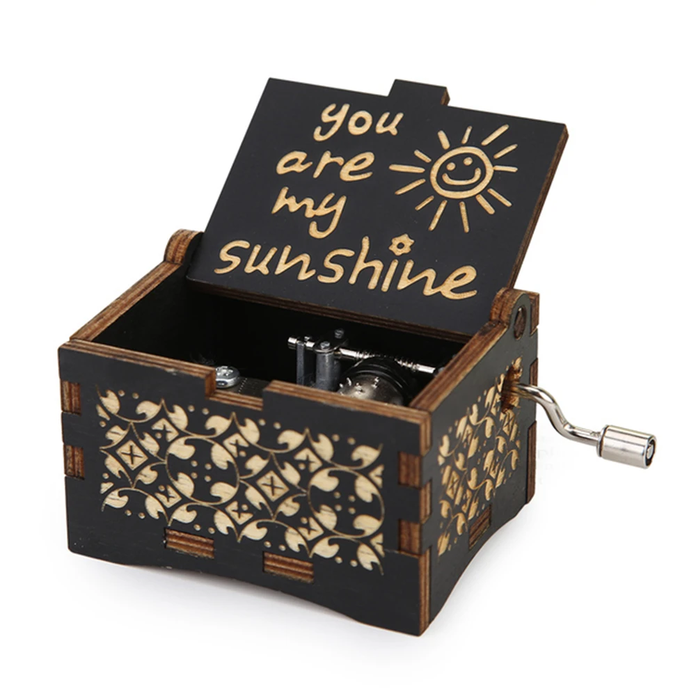 Carillon In Legno Classico A Manovella - 'You Are My Sunshine' - Regalo Vintage Inciso A Mano