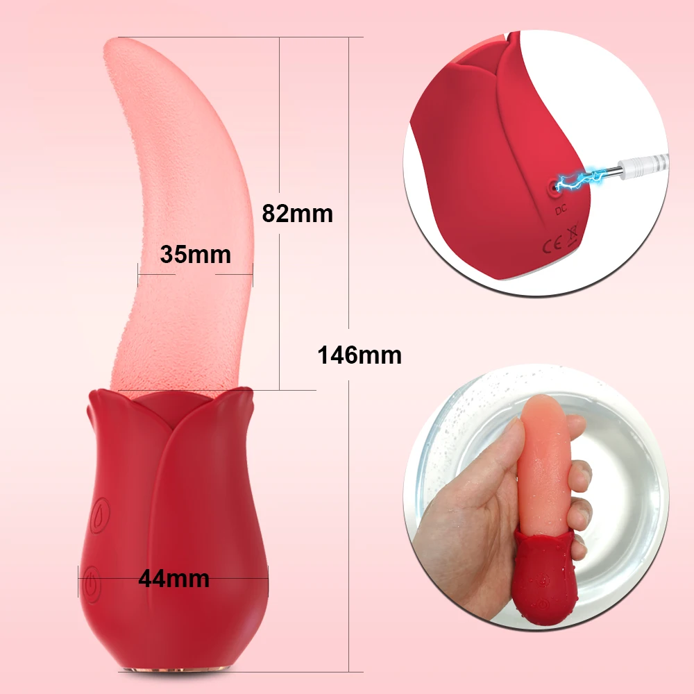 Rose-Sucking Vibrator for Women Realistic Tongue Licking Clitoral Stimulation Stimulator Vibrators Female Sex Toys for Women
