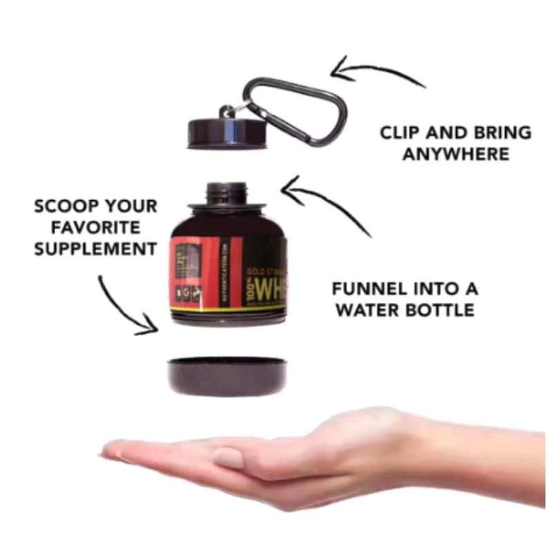 Mini Portable Protein Powder Bottles with Keychain Health Funnel Medicine Bottle Small Water Cup Sport Storage protein powder bottle