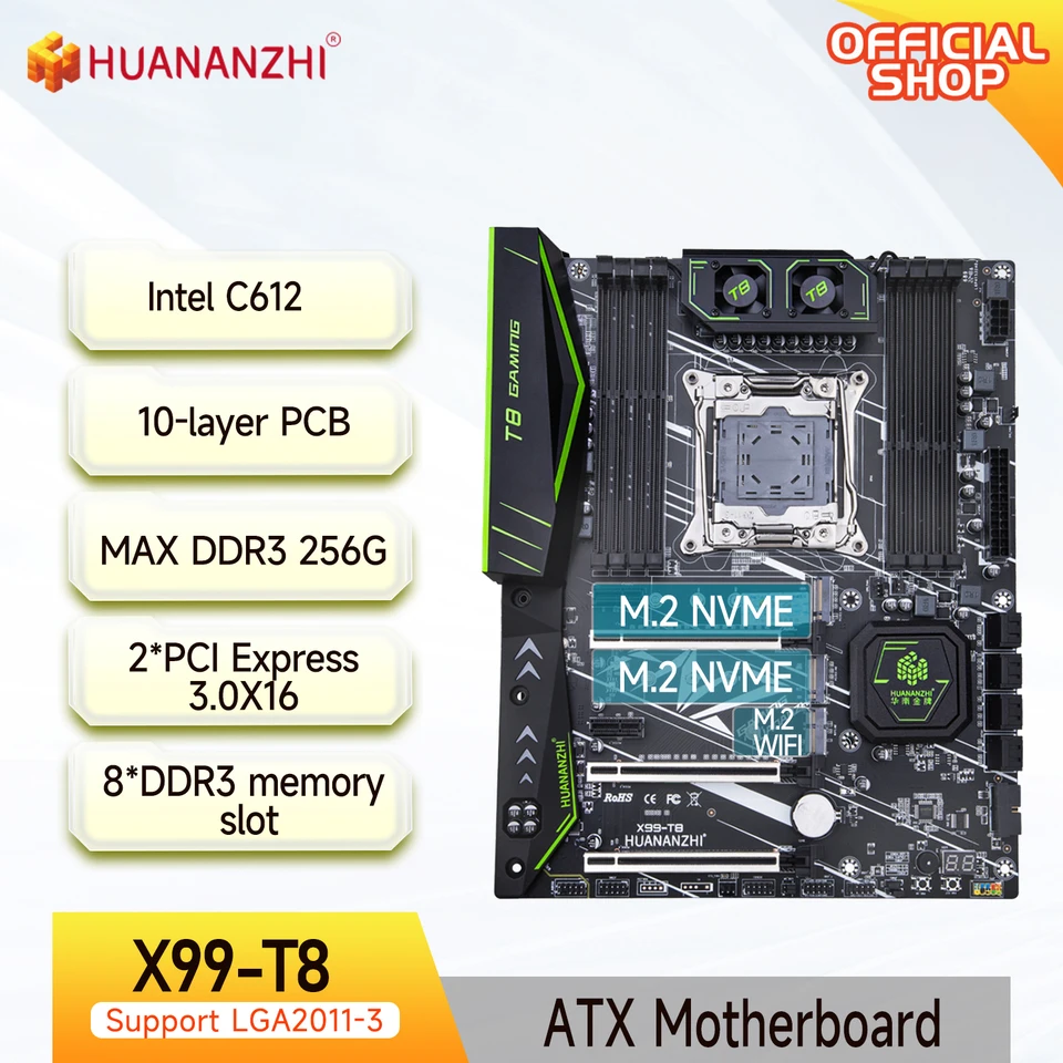 HUANANZHI X99 T8 LGA 2011-3 XEON X99 Motherboard support Intel E5