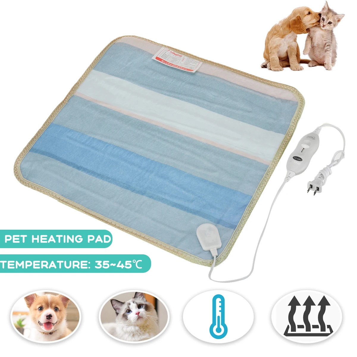 220V Electric Heating Pad Blanket 40x40/60cm Pet Mat Bed Cat Dog Winter Warmer Pad Home Office Chair Heated Mat Random Patterns