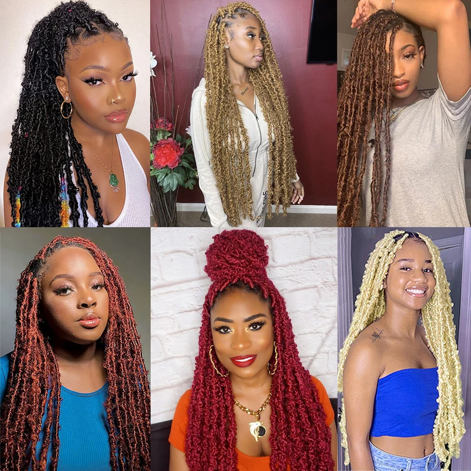 Wakego 24 18 14 Inch Butterfly Locs Crochet Hair Ginger Bug Blonde Brown 27 350 Colors Pre-Twisted Distressed Locs Crochet Hair 6