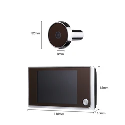 Smart Video Peephole Doorbell with Camera and Outdoor Monitor (Silver)