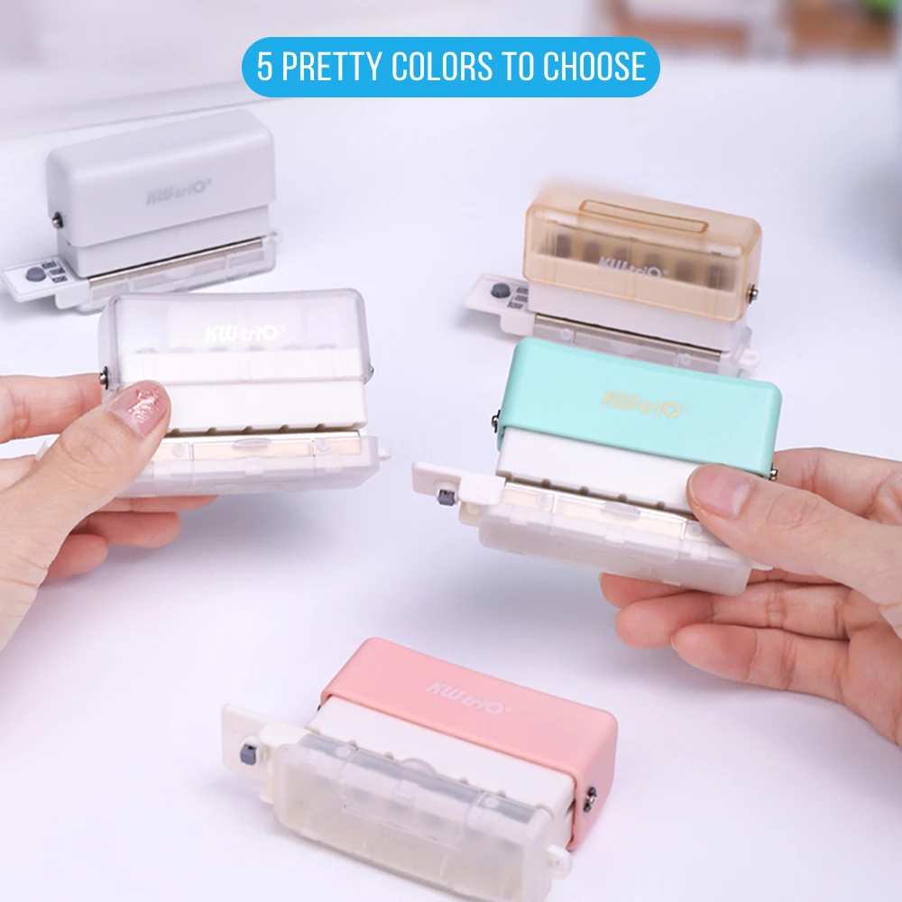 KW-triO 6-Hole Paper Punch Handheld Mini Puncher Support 20/26/30 Hole Punching 5.5mm Aperture For A4 A5 B5 Notebook