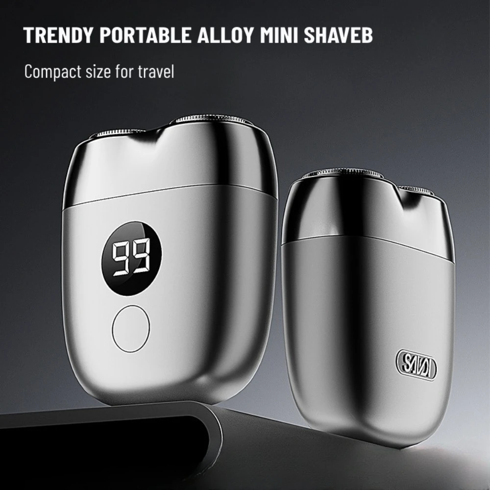 Portable Alloy Electric Shaver for Men Cordless Travel Shavers Digital Display Mini Dual Blade Rechargeable Electric Razor Gifts