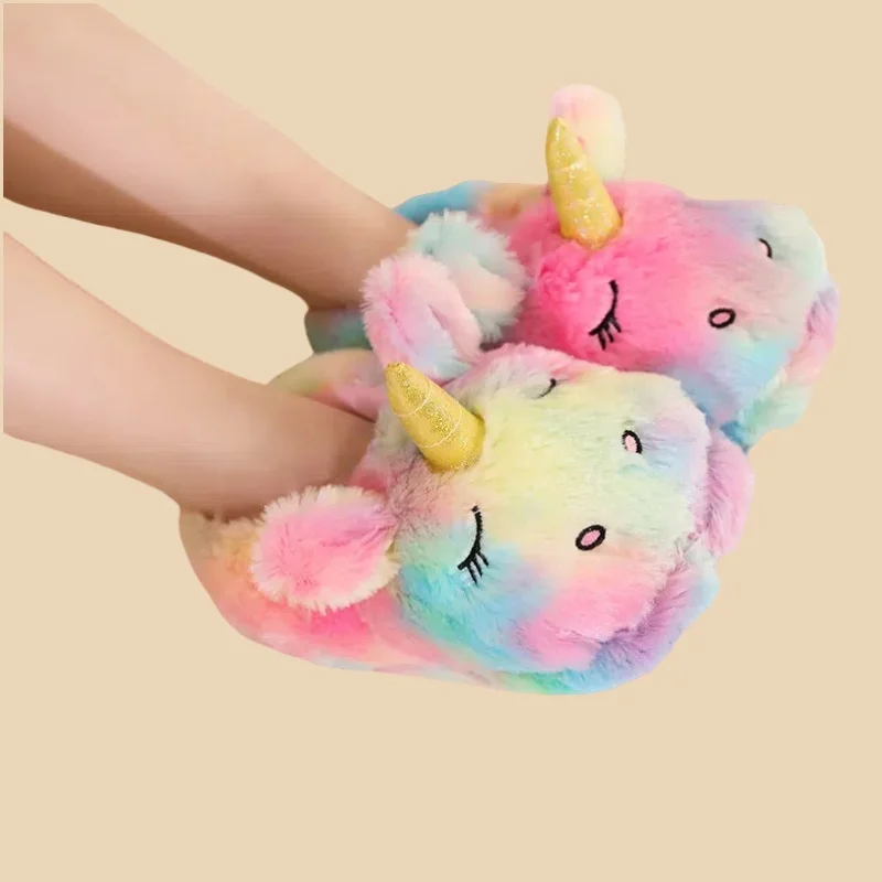 Girls Unicorn Slippers Cozy & Cute-Soft, Non-Slip Indoor Shoes with Cartoon Design, Perfect for Fall/Winter