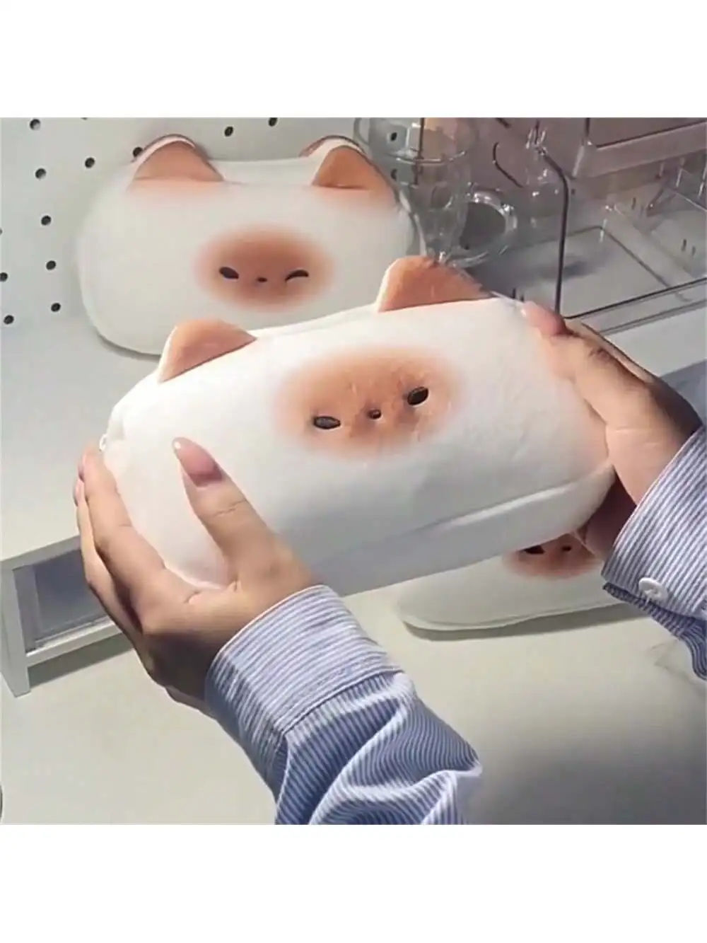 1pc 베이킹 빵 모양의 고양이 펜 가방 i 문구 가방 학생 문구 보관 가방