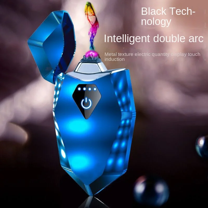 

USB Fingerprint Touch Double Arc Rechargeable Lighter Creative Cute Diamond-shaped Windproof Popular Lighter