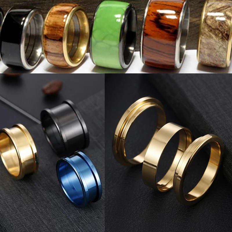 316L Stainless Steel Blank DIY 3 Part/Set Handmade Creative Wedding Band Rings for Men Women Engagement Charm Jewelry Wholesale rhysong vintage diy portrait coin pendant 316l stainless steel charm for women men gold silver color jewelry making accessories