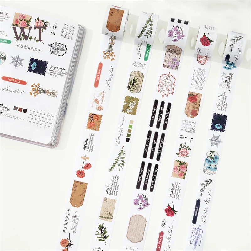 

WT New Masking Tape Washi Sticker Rolls Set Seasonal Splendor Scrapbooking Stickers Lot Journaling Decorative Masking Tapes