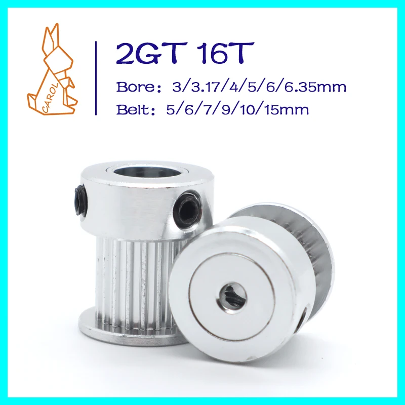 CAROL 2GT 타이밍 도르래, 16 톱니 3D 프린터, 동기 벨트 도르래 보어, 벨트 너비 3/3.17mm, 4mm, 5mm, 6/6mm, 35mm, 5mm, 6mm, 7mm, 9mm, 10mm, 15mm