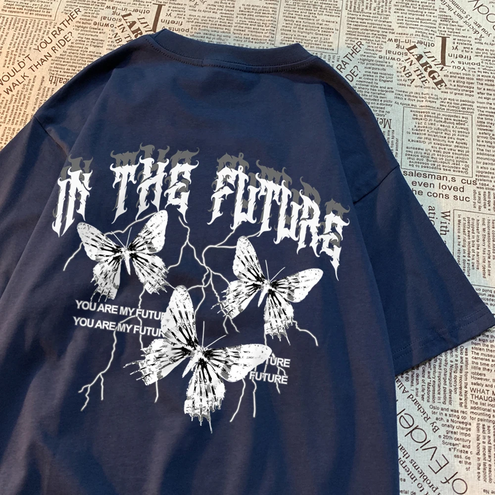 In The Future Dark Black Butterfly Tshirts Men Women Hip Hop