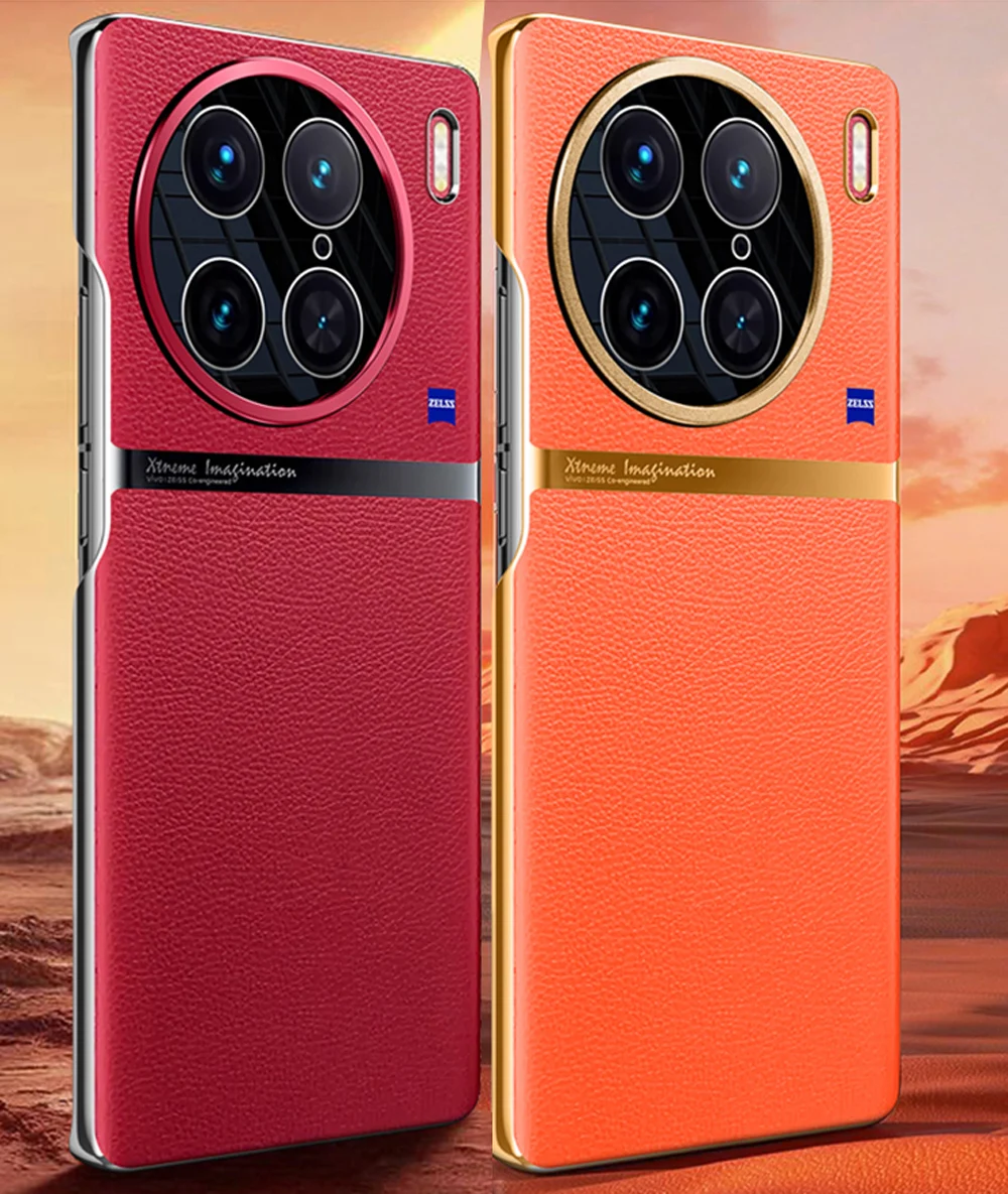 Vegan Leather Back Case For vivo X90 Pro+ / X90 Pro / X90 Thin