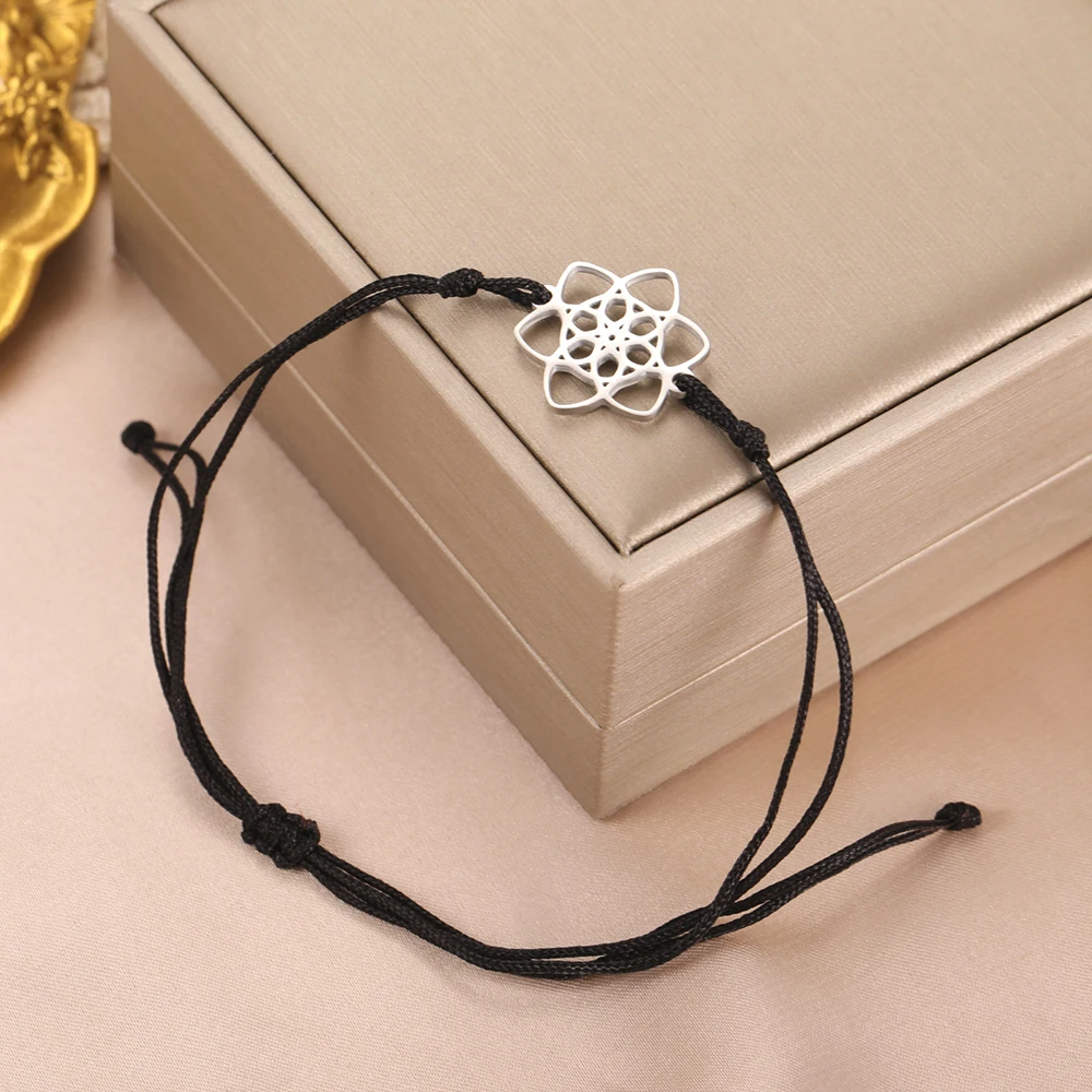 Dawapara Vintage Seed of Life Armband Leistungsstarke heilige geometrische Figuren Yoga Schmuck Edelstahl Paar Armband – Detail 21