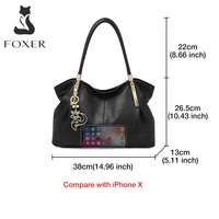 FOXER 2026 Nouveau Sac à Bandoulière pour Femme en Cuir Véritable, Sac Fourre-Tout Élégant Grande Capacité, Sac à Main Tendance pour Trajet Quotidien, Cadeau de Luxe 2