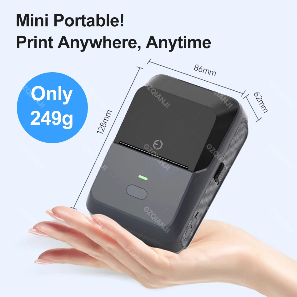Thermal Label Printer Portable Handheld Labels Maker Bluetooth Barcode QR Code Sticker Paper Rolls Labeller Pure White Tag