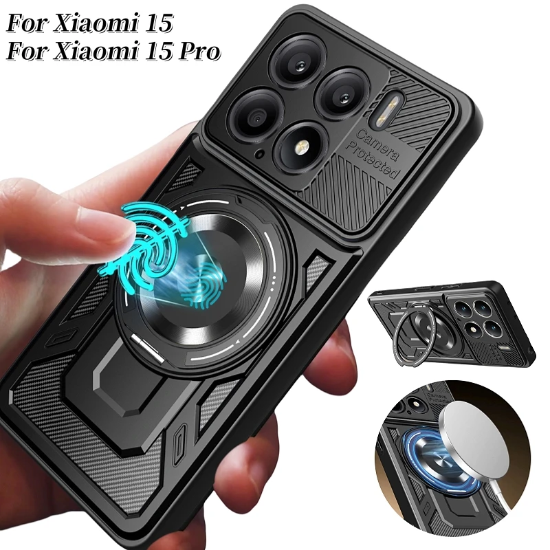 Armor Shockproof Wireless Charging Case with Car Magnetic Holder