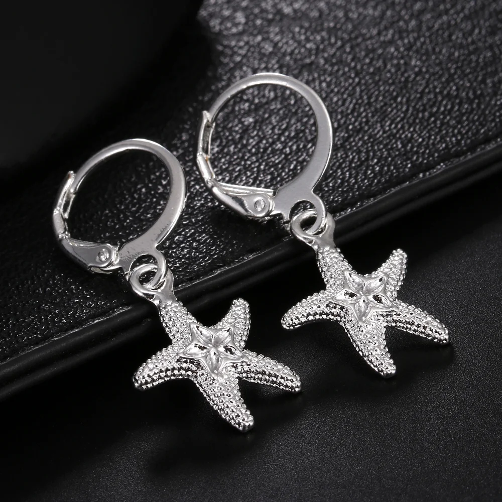 Hot new fashion 925 Sterling Silver Street starfish earrings for women Ear clip high quality party brands Jewelry Christmas Gift