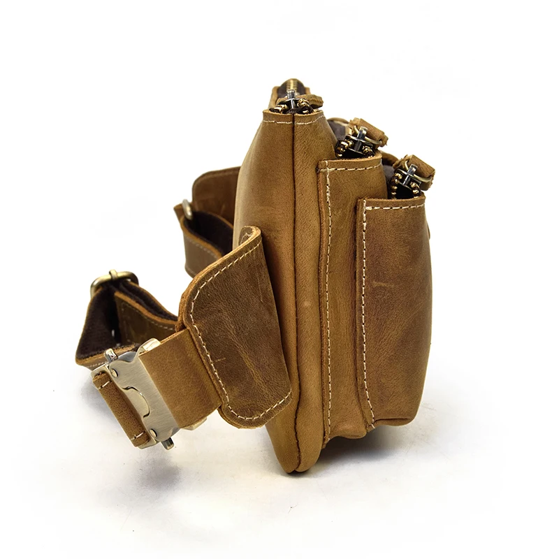 Crazy Horse Waist Bag For Men's Belt Bag New Casual Male Fanny Pack Genuine Leather Man Belt Pouch Large Capacity Messenger Bag