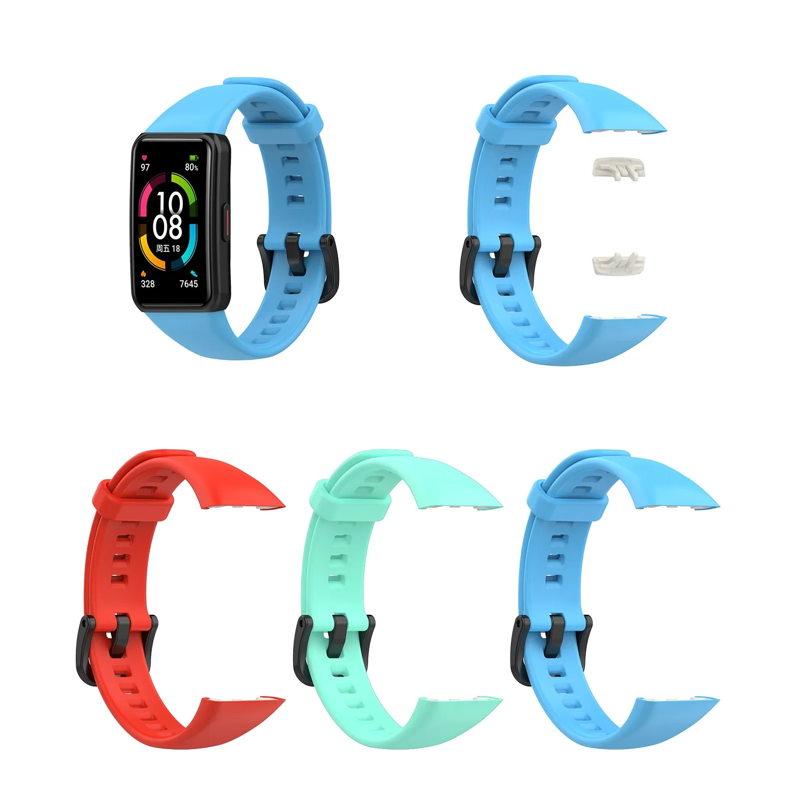 Strap For Honor Band 6 Sport Bracelet Watch Silicone Wrist Strap Replacement Bands Silicone Fitness Sport Wristbands Accessories