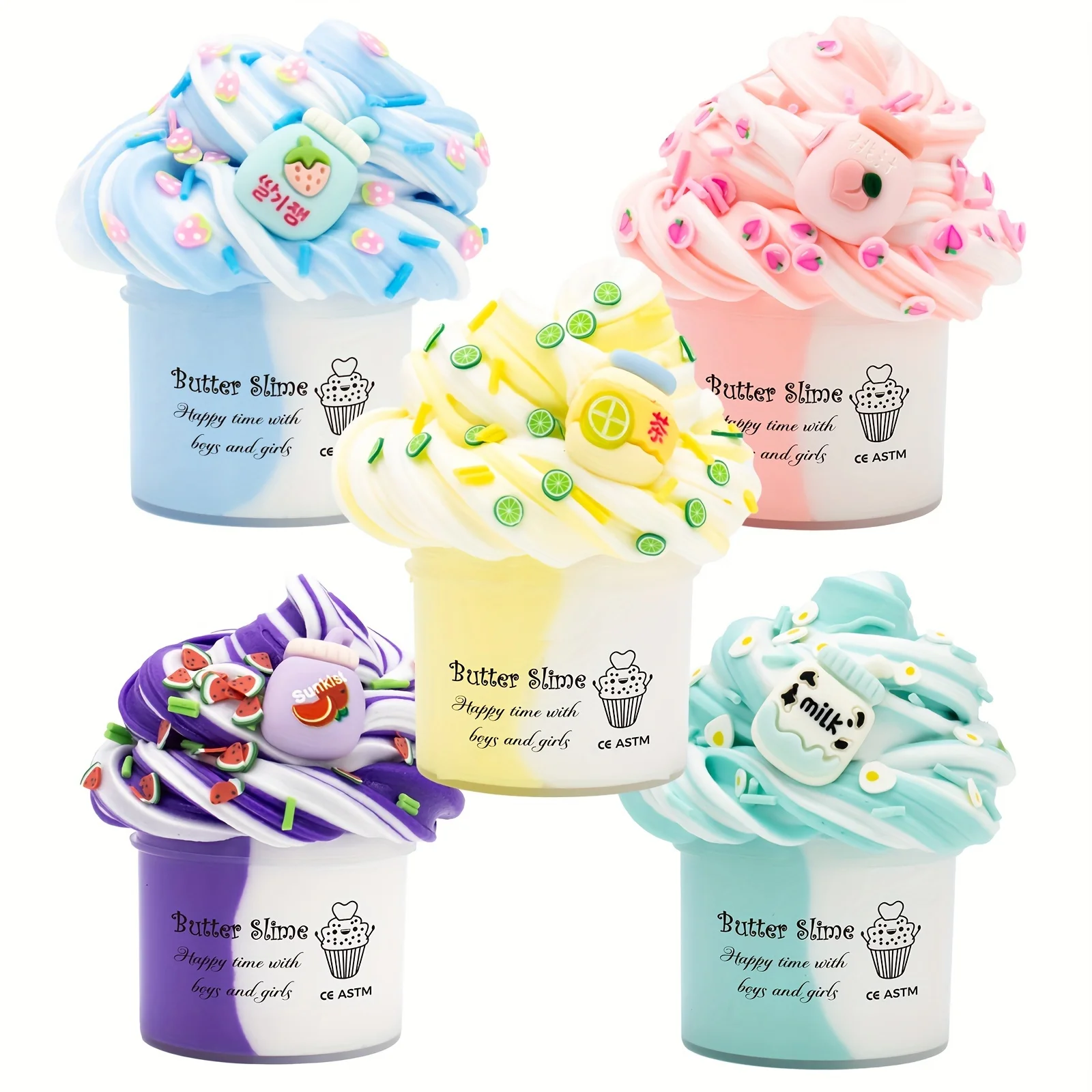 70ml Fluffy Two-Tone Scented Butter Slime Super Soft Clay Stretchy Non-sticky Polymer Clay Slime Charms Toys Birthday Party Gift 2