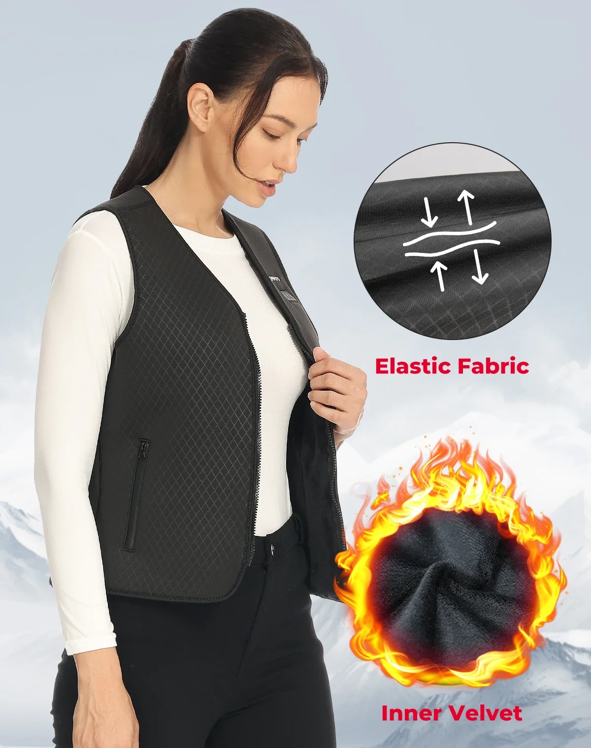 Description Picture 6 of itemKEMIMOTO Heated Vest USB Men Women Heating Jacket Electric Winter Warmer Sports Skiing Hiking Temperature Adjustable Washable
