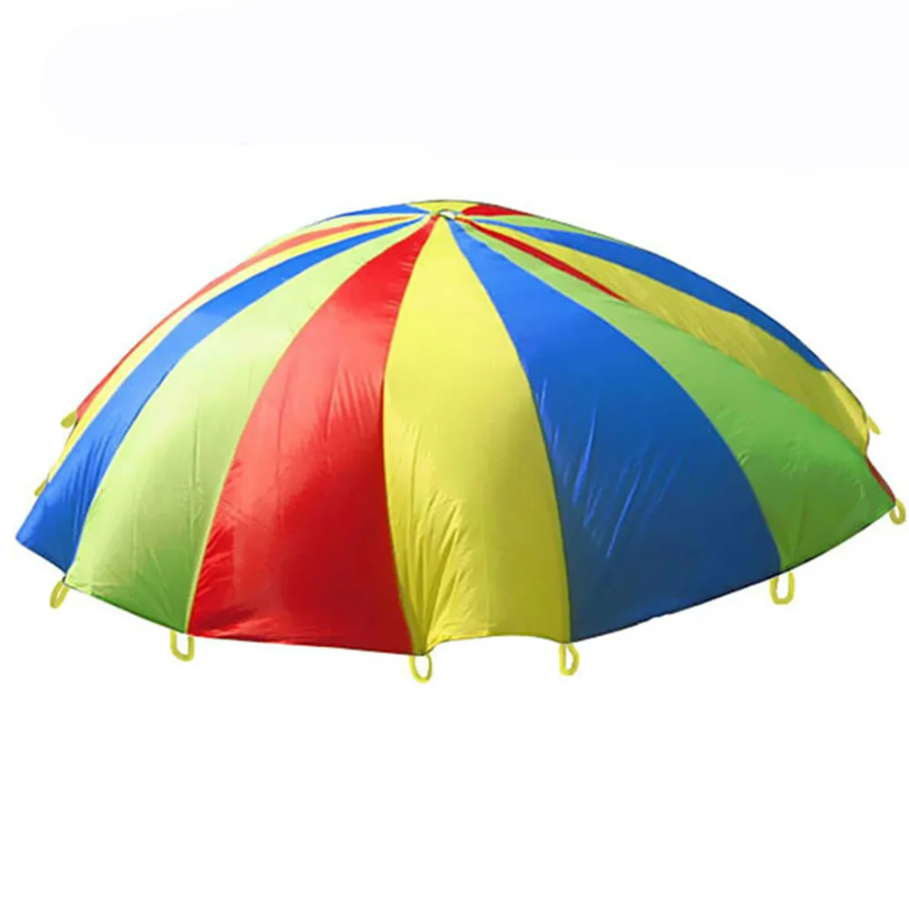 

1.1 Meter Diameter Kids Outdoor Teamwork Game Prop Rainbow Parachute Toys Jump Bag Bounce Play Mat School Activity Puzzle Game