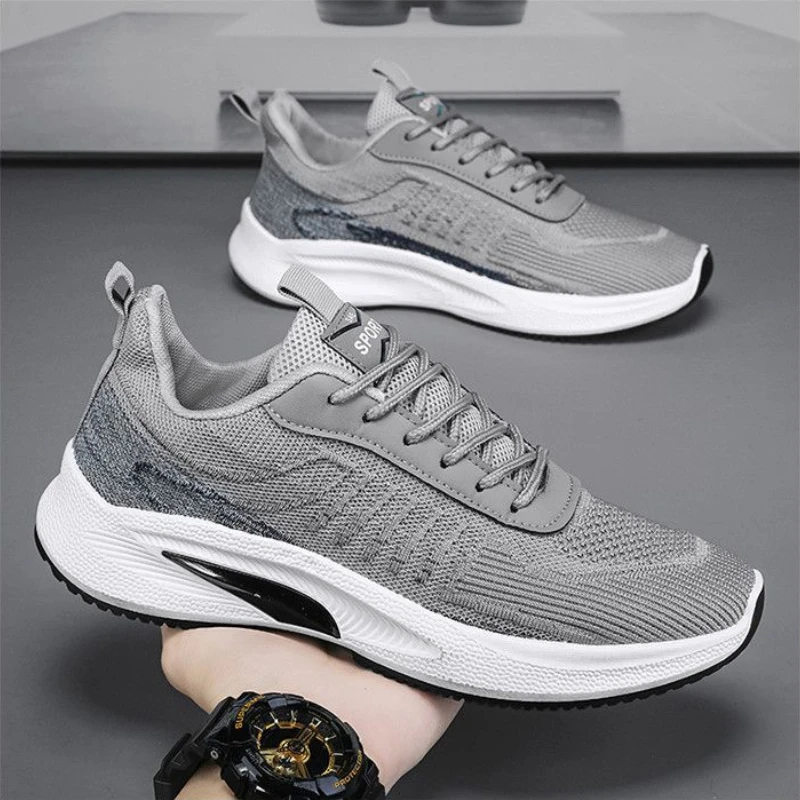 

Кроссовки мужские сетчатые на шнуровке, дышащие легкие, Вулканизированная подошва, Повседневная прогулочная обувь, летние