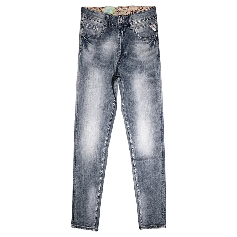 Italian Style Fashion Men Jeans High Quality Retro Blue Elastic Stretch Slim Fit Ripped Jeans Men Vintage Designer Pants Hombre