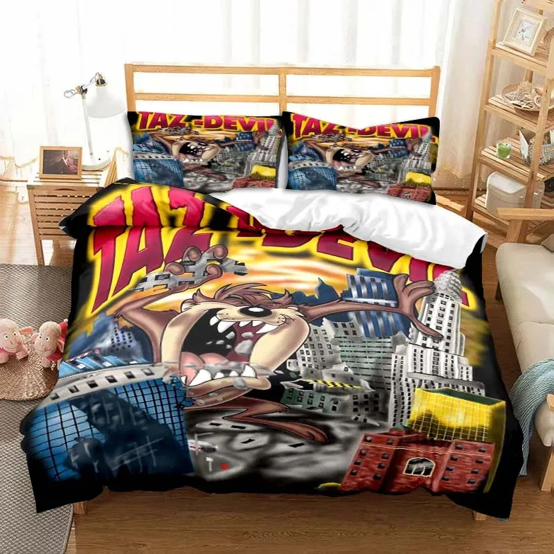 3D Print Cartoon Tasmanian Devil Fashion Bedding Set Double Twin King Duvet Cover Comforter Pillowcase Boys Girls Adults Bedroom 2