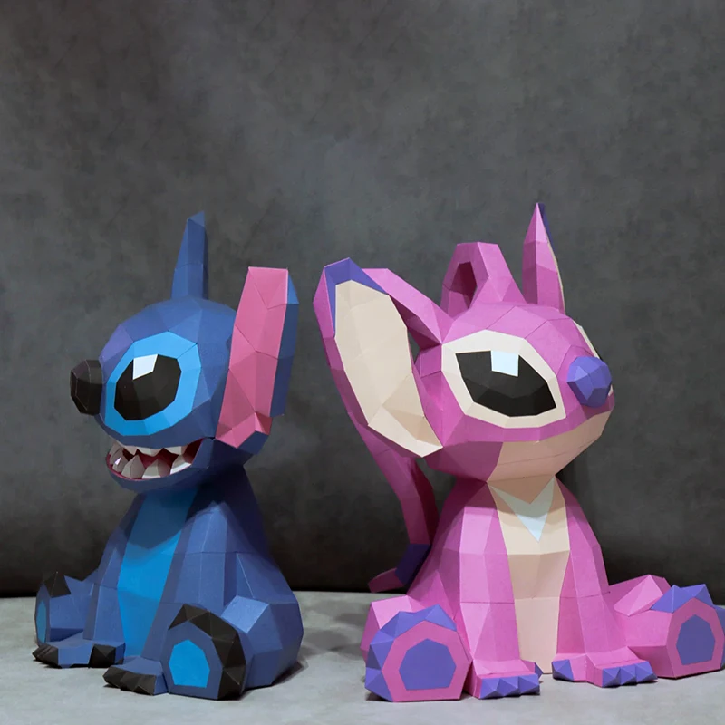 Stitch Angel Paper Model 40cm Low Poly Sculpture Papercraft 3D DIY Handmade Toy Movie Props Children Room Decor MINISO Disney