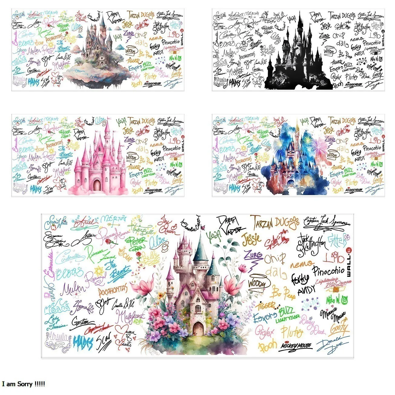 3D Stickers 3D Wall Stickers UV DTF Wrap Transfer Princess Castle Series Easy Peel Waterproof DIY Decals 16oz UV DTF Cup Wraps for Glasses
